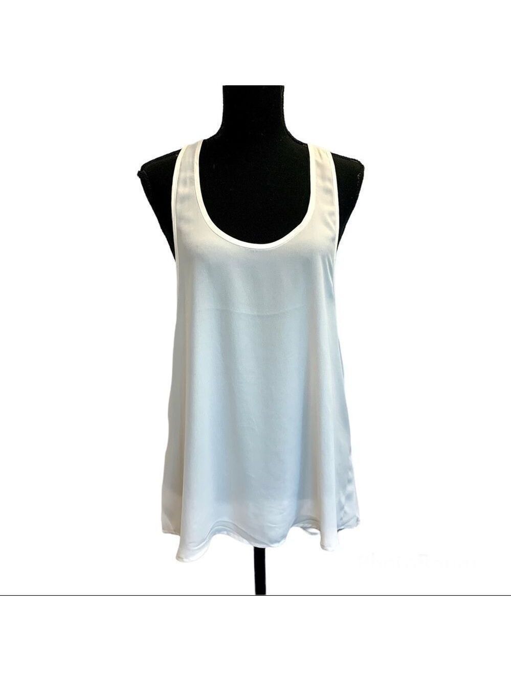 WHITE tank top camisole Flowy Sz L